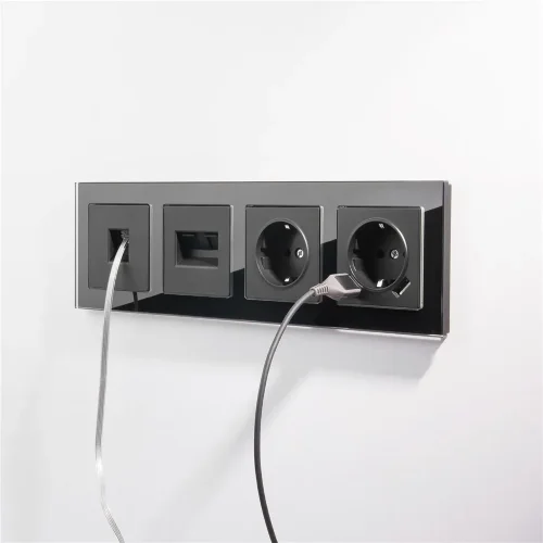 Телефонная розетка RJ-11 (черный матовый) W1182008 - фото 3