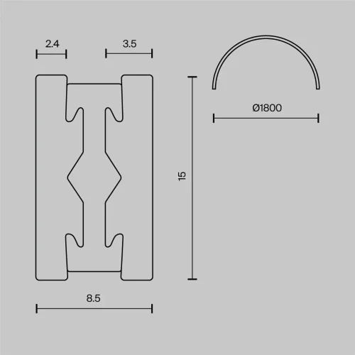 Шинопровод круглый из полукругов 1800мм Flarity черный (Черный) TRX154-2SR-D1800-B - фото 7