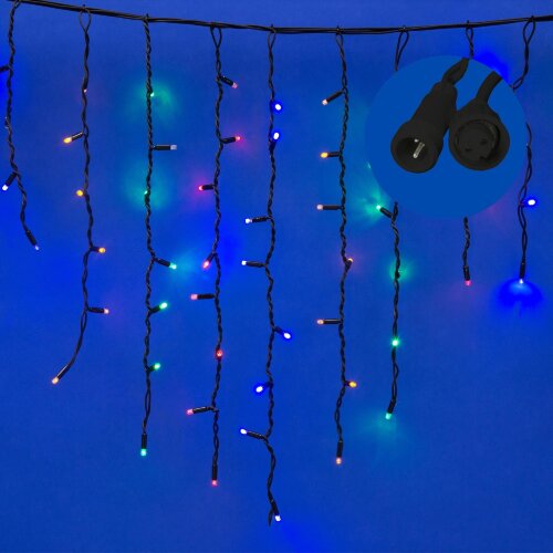 ULD-B3010-200-TBK MULTI IP67 Бахрома светодиодная с эффектом мерцания, 3м, Соединяемая, 200 светодиодов, Разноцветный свет, Провод черный. - фото 1