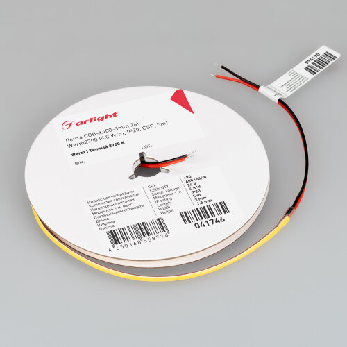 Светодиодная лента СОВ-Х400-3mm 24V Warm2700 (4.8 W/m, IP20, CSP, 5m) (Arlight) 041746 - фото 2