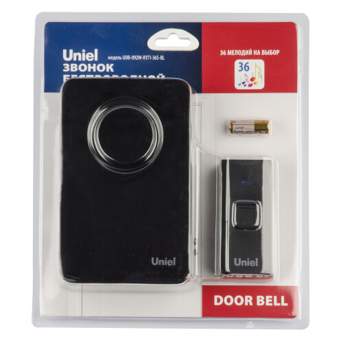 UDB-092W-R1T1-36S-BL Звонок электронный, 220В, 36 мелодий, Блистер, Черный - фото 5