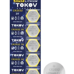 Элемент питания литиевый CR2032 таблетка (блистер 5шт) TOKOV ELECTRIC TKE-LI-CR2032/B5