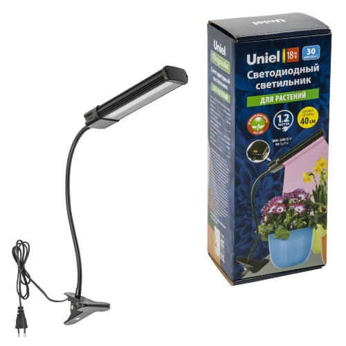 ULT-P31-18W-SPLE-40 IP40 BLACK SINGLE Светильник для растений светодиодный, на прищепке, Спектр для фотосинтеза, TM Uniel - фото 10