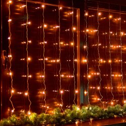 ULD-C3020-160-DTA AMBER IP20 Занавес светодиодный, 3х2м, 160 светодиодов, Янтарный свет, Провод прозрачный, TM Uniel