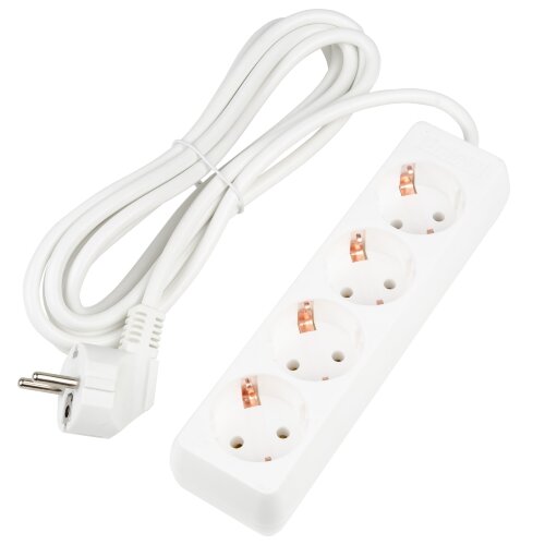 S-GCU4-3 WHITE Удлинитель серии Ultra, шнур 3м., 4 гнезда, 16A, с-з, Белый, TM Uniel - фото 1