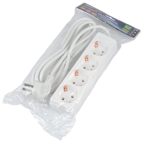 S-GCU4-3 WHITE Удлинитель серии Ultra, шнур 3м., 4 гнезда, 16A, с-з, Белый, TM Uniel - фото 2