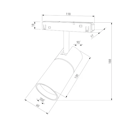 Slim Magnetic Трековый светильник с инновационной антибликовой решеткой 13W 4000K Kars черный 85524/01 - фото 8