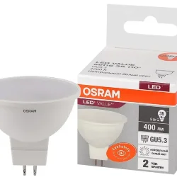 Лампа светодиодная MR16 5SW/4000K (=35W) 110° 230V GU5.3 | LED Value 2Y | - OSRAM