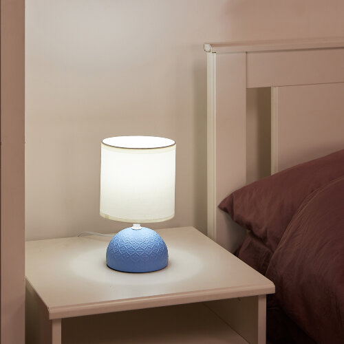 UML-B302 E14 BLUE Светильник настольный декоративный под лампу Е14, 40W, Механический выключатель, Синий - фото 4