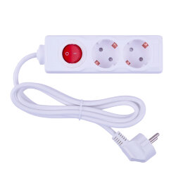 S-GCU2-1.5B WHITE Удлинитель серии Ultra, шнур 1.5м., 2 гнезда, 16A, с-з, Белый, TM Uniel