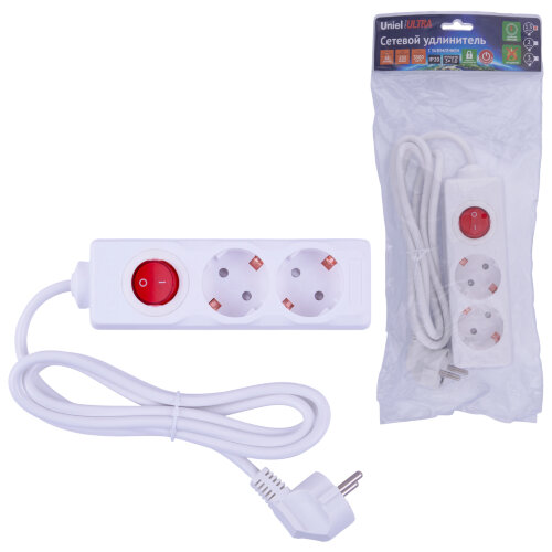 S-GCU2-1.5B WHITE Удлинитель серии Ultra, шнур 1.5м., 2 гнезда, 16A, с-з, Белый, TM Uniel - фото 8