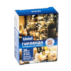 ULD-S0200-020-SСB-2AA MULTI IP20 DEW Гирлянда светодиодная на батарейках 2AA не в-к, Роса, 2м, 20 светодиодов, Разноцветный свет, Провод медный, TM Uniel