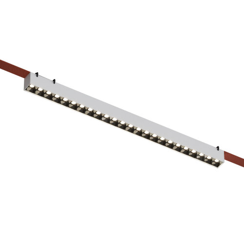 DK5573-WB Cветильник для трека-ремня Belty, серия Grill, со светодиодом, L642*W40*H45мм, 48V DC, 24W, RA90, 24°, 3000K, IP20, белый с черным, алюминий. Фото 3