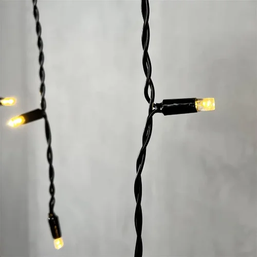 Гирлянда Бахрома с Колпачком 3,2 x 0,9 м Тепло-Белая 220В, 168 LED, Провод Черный ПВХ, IP65. Фото 3.