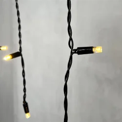 Гирлянда Бахрома с Колпачком 3,2 x 0,9 м Тепло-Белая 220В, 168 LED, Провод Черный ПВХ, IP65