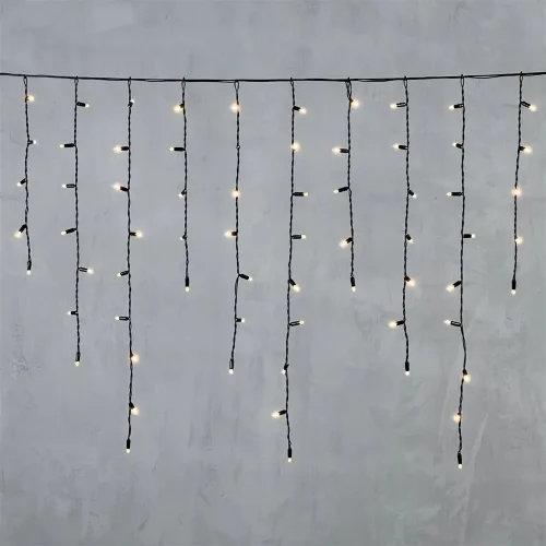 Гирлянда Бахрома с Колпачком 3,2 x 0,9 м Тепло-Белая 220В, 168 LED, Провод Черный ПВХ, IP65. Фото 6.
