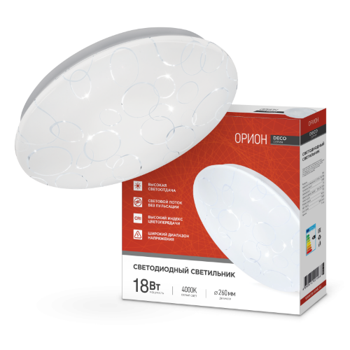 Светильник светодиодный серии DECO ОРИОН 18Вт 230В 4000К 1620Лм 260х55мм IN HOME - Фото 8