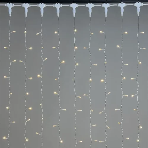 Гирлянда Занавес 1 x 6 м Тепло-Белый 220В, 600 LED, Провод Прозрачный ПВХ, IP54. Фото 1.