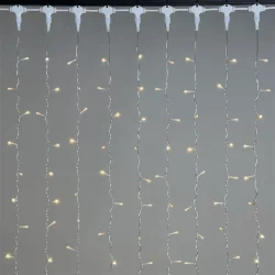 Гирлянда Занавес 1 x 6 м Тепло-Белый 220В, 600 LED, Провод Прозрачный ПВХ, IP54