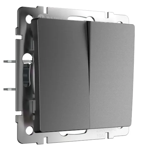 Выключатель двухклавишный проходной (графит матовый) W1122064 - фото