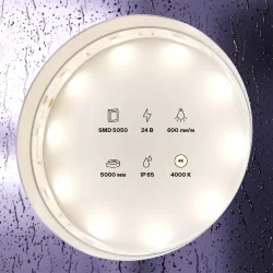 Светодиодная лента 24В 5050 7,2Вт/м 4000K 5м IP65 (Белый) 10164
