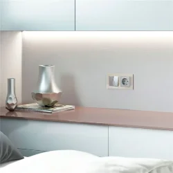 Выключатель двухклавишный с подсветкой (Hammaer серебряный) W1220106