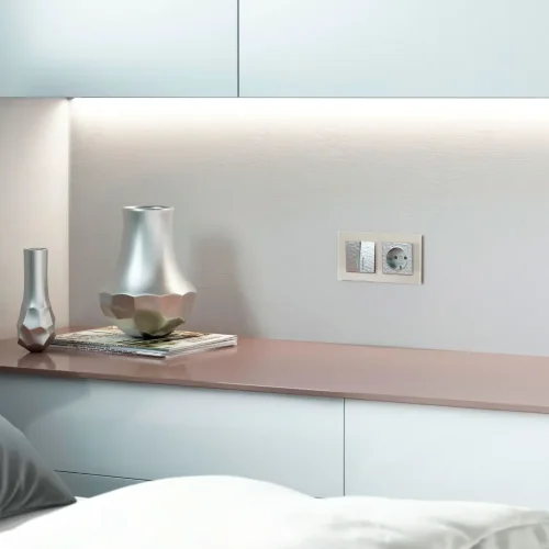 Выключатель двухклавишный с подсветкой (Hammer серебряный) W1220106 - фото 3