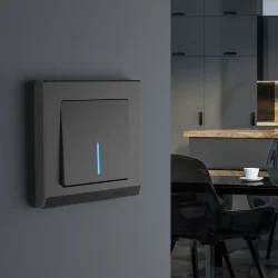 Выключатель одноклавишный проходной с подсветкой черный матовый W1112108