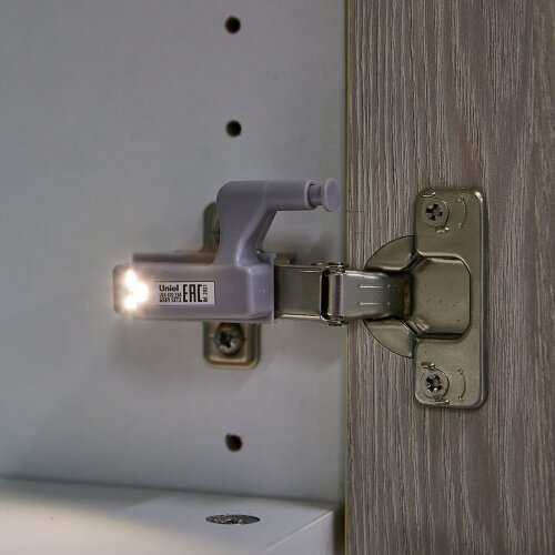 ULK-C02 23A GREY SET2 Светильник светодиодный пушлайт на петлю в кухонный шкаф, на батарейке 23A в-к, Набор из 2 шт, Серый - фото 3