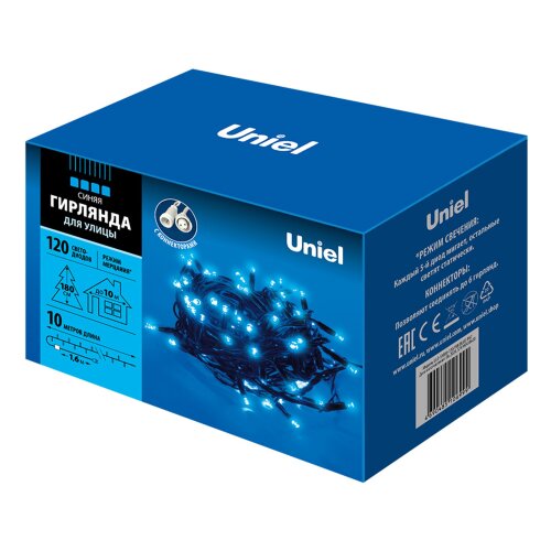 ULD-S1000-120-TBK BLUE IP67 Гирлянда светодиодная с эффектом мерцания, 10м, Соединяемая, 120 светодиодов, Синий свет, Провод черный. - фото 9