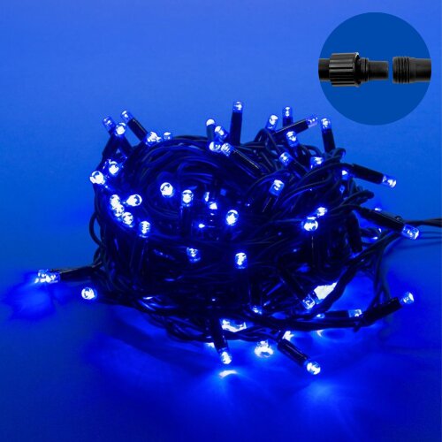 ULD-S1000-120/TBK BLUE IP67 Гирлянда светодиодная с эффектом мерцания, 10м. Соединяемая. 120 светодиодов. Синий свет. Провод черный. - фото
