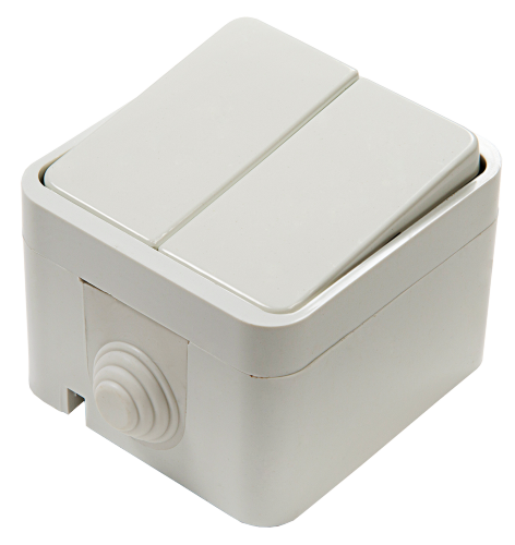 Выключатель двухклавишный AQUA белый полугерметичный 3200 IN HOME - Фото