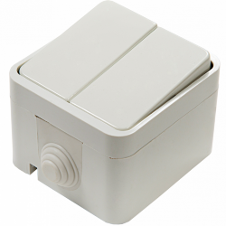 Выключатель двухклавишный AQUA белый полугерметичный 3200 IN HOME