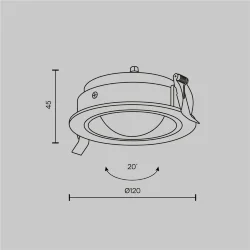 Встраиваемый светильник Линза / Lens 12 Вт 3000 К 70° IP 44 (Белый) DL105-12W3K-W