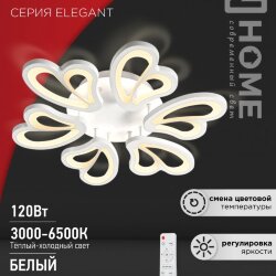 Светильник светодиодный ELEGANT IRIS 120Вт 230В 3000-6500K 607х535х85мм c пультом ДУ белый IN HOME