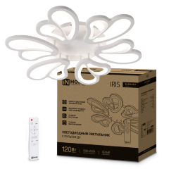 Светильник светодиодный ELEGANT IRIS 120Вт 230В 3000-6500K 607х535х85мм c пультом ДУ белый IN HOME