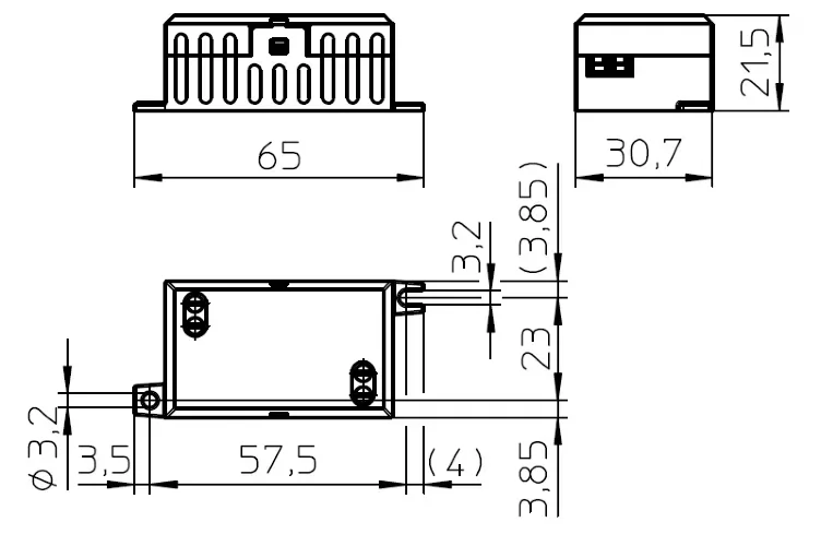 VS 8.8W 350мА 3-25V 65x31x22мм - Драйвер для светодиодов Vossloh-Schwabe ECXe 350.192. Фото 2