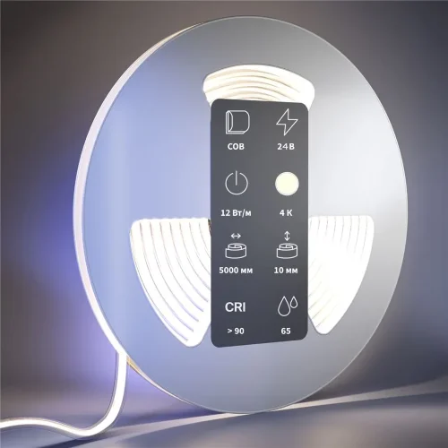Светодиодная лента Ultra 24В COB 12Вт/м 4000К 5м IP 65 201079 (Белый) - фото 5