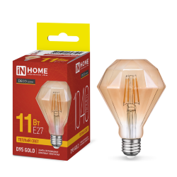 Лампа светодиодная LED-D95-deco gold 11Вт 230В E27 3000K 1040Лм 95мм бриллиант золотистая IN HOME