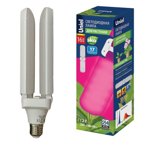 LED-P65-16W-SPSB-E27-FR-P2 PLP32WH Лампа светодиодная для растений, Форма P лепестковая, матовая, Спектр для рассады и цветения - фото 7