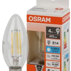 Лампа светодиодная филаментная 5W/4000K (=60W) E14 | Свеча | LED STAR 5Y FILAMENT | - OSRAM