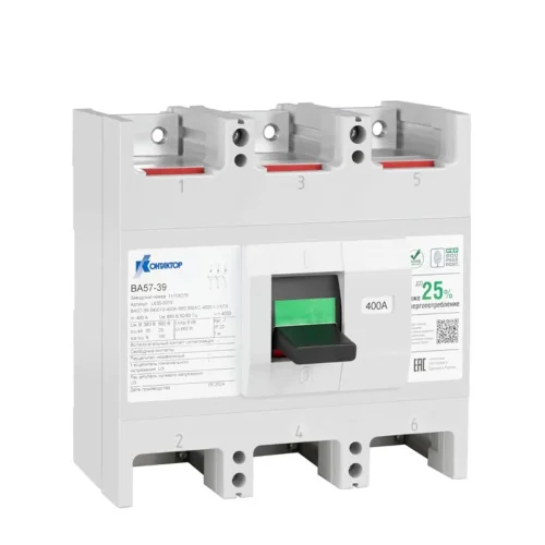 Выключатель автоматический 3п 630А 5000А ВА57-39-340010 660/380В AC Контактор L630-0025 - фото