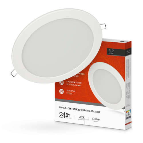 Панель светодиодная встраиваемая круглая RLP 24Вт 230В 4000К 1440Лм 300мм белая IP40 IN HOME - Фото 2