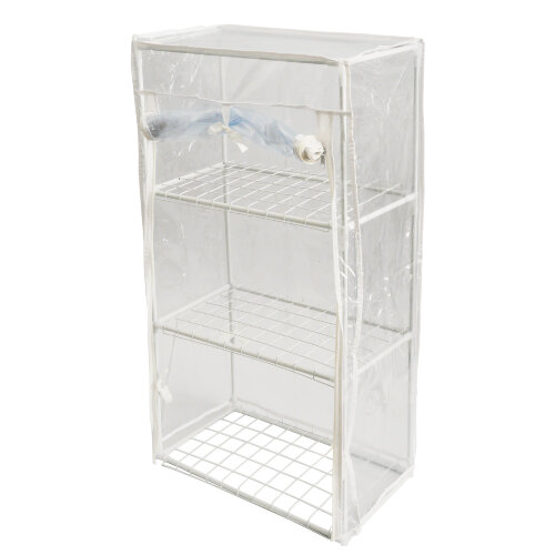 UGH-R01 H80 WHITE-WHITE ECONOM Парник-стеллаж для рассады, 3 полки, 46x24x80см, Металлическая труба в ПВХ, цвет белый, Тент ПВХ эконом, TM ФитоЛето - фото 1