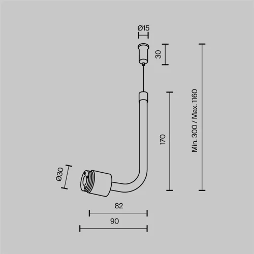 Заглушка для подвесного монтажа системы Shelf без ввода питания с тросом (Черный) - фото 5