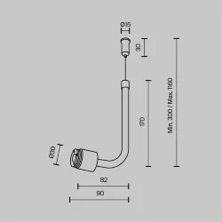 Заглушка для подвесного монтажа системы Shelf без ввода питания с тросом (Черный) CA024PL-B