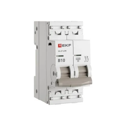 Выключатель автоматический 2п B 10А 4.5кА ВА 47-63N PROxima EKF M634210B - фото