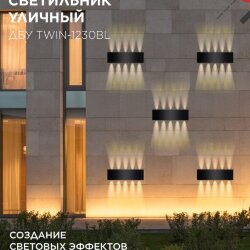 Светильник уличный светодиодный ДБУ TWIN-1230BL 12Вт 3000К 270х80 черный IP54 IN HOME