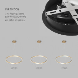 Светильник подвесной RAYDIA, 60 Вт, 3000–4000К, ?800?1500 мм, металл+акрил, матовое золото, свет вверх/вниз, Denkirs DK6273-SG