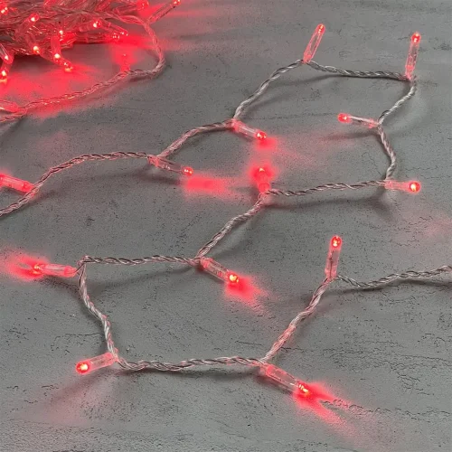 Гирлянда Нить с Колпачком 10м Красная 24В, 100 LED, Провод Прозрачный ПВХ, IP65. Фото 2.